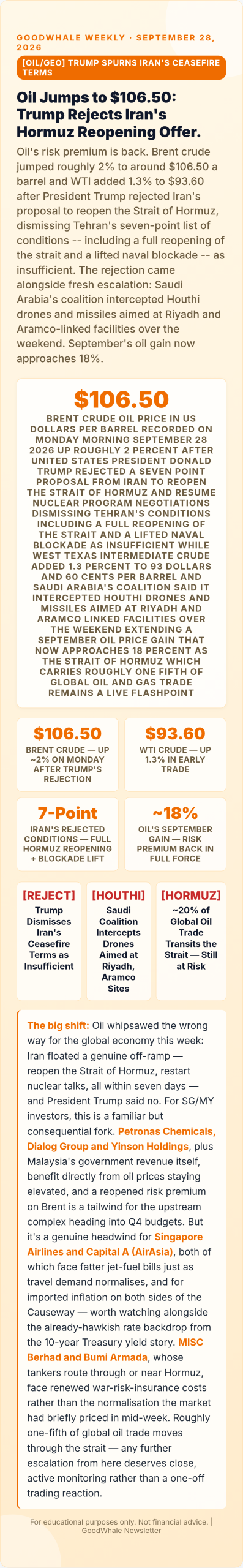 10-year Treasury yield: Infographic: Oil Jumps as Trump Rejects Iran's Hormuz Reopening Offer